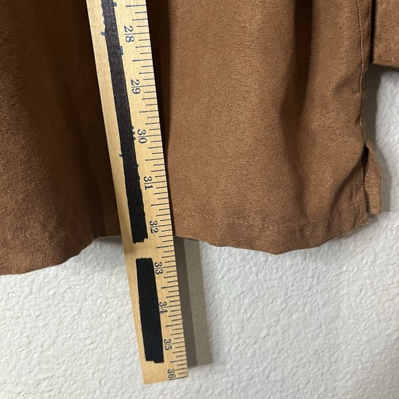 Consensus Sportswear Long Sleeve Faux Suede Brown Button Up - Picture 6 of 8